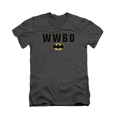 Batman Men's Wwbd Logo Short Sleeve Adult V Neck T-Shirt