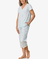 Aria Women's Short Sleeve Capri Pajama Sets