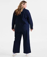 Style Co Plus Size Dobby Twill Shacket Graphic Print Tee Wide Leg Pants Exclusively At Macys