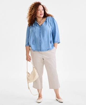 Style Co Plus Size Tasseled Tie Top Comfort Capri Pants Exclusively At Macys