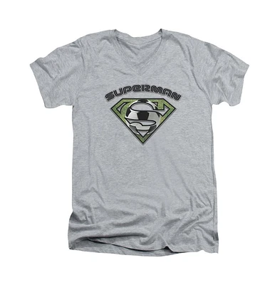 Superman Men's Soccer Shield Short Sleeve Adult V Neck Tee / T-Shirt