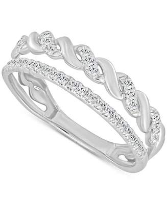 Diamond Twist Double Row Ring (1/5 ct. t.w.) in 10k White Gold