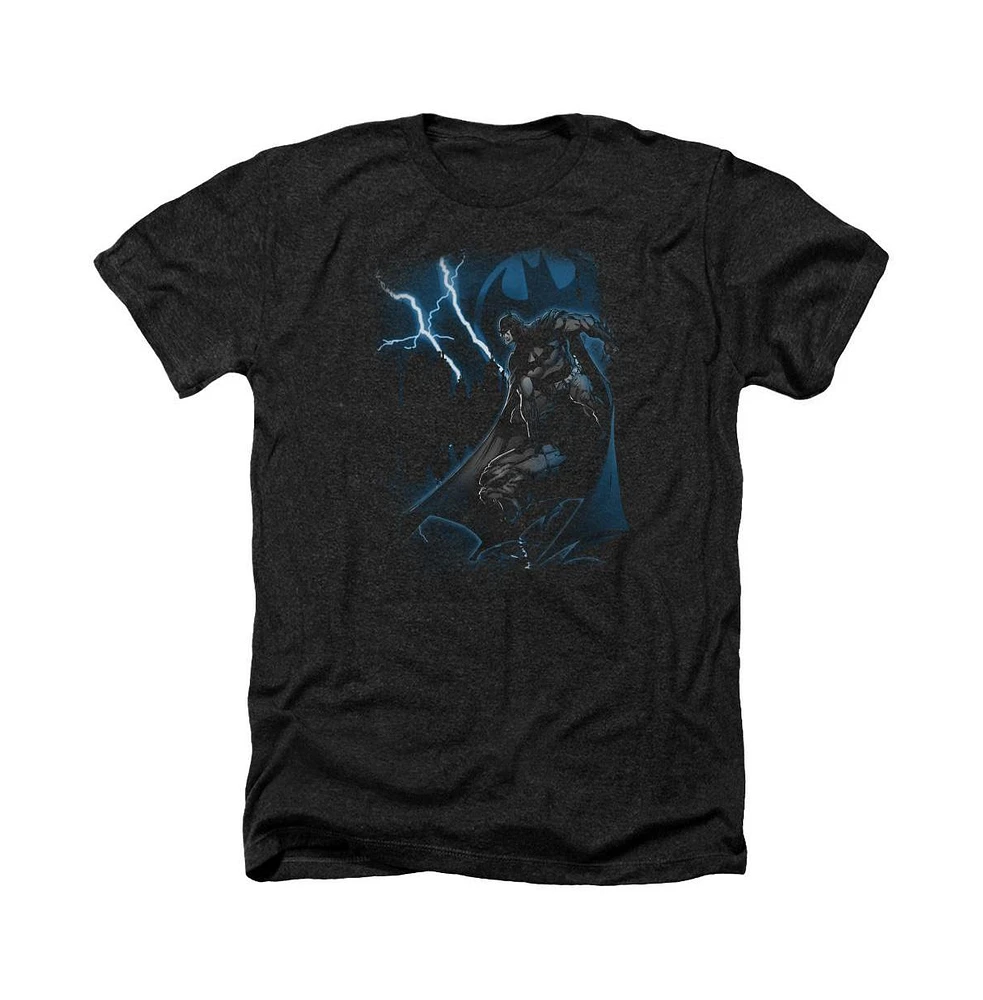 Batman Men's Lightning Strikes Adult Heather Tee / T-Shirt