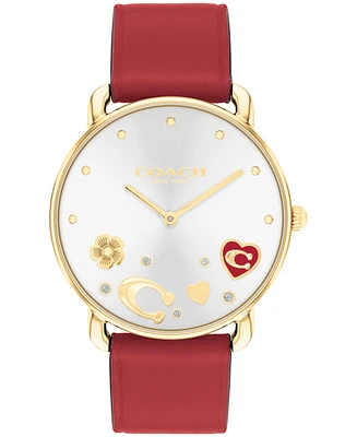 Coach Women's Elliot Red Leather Strap Watch, 36mm