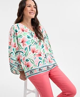 Jm Collection Women's Printed V-Neck Poncho, Exclusively at Macy's