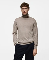 Mango Men's Fine-Knit Wool Turtleneck Sweater