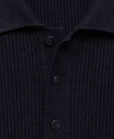 Mango Men's Slim-Fit Rib-Knit Polo Sweater