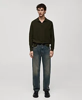 Mango Men's Slim-Fit Fine-Knit Polo Sweater