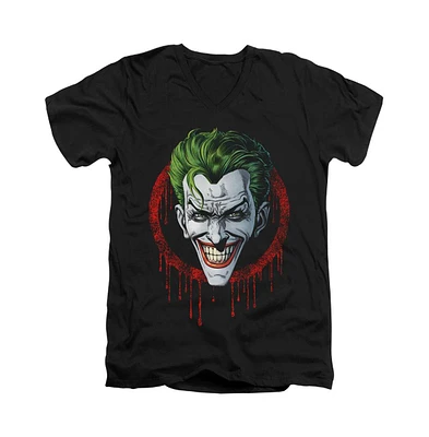 Batman Men's Joker Drip Short Sleeve Adult V Neck Premium Cotton Tee / T-Shirt