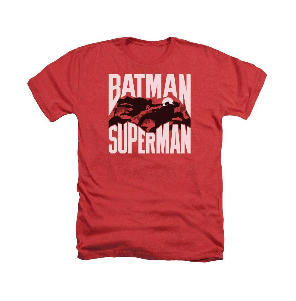 Batman V Superman Men's Silhouette Fight Adult Heather Tee / T-Shirt