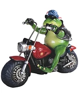 Fc Design "2-pc Set" 10"W Frog Couple Riding Motorcycle with Beanie Statue Funny Animal Figurine Statue Ornament Home Room Office Decor and Perfect Id