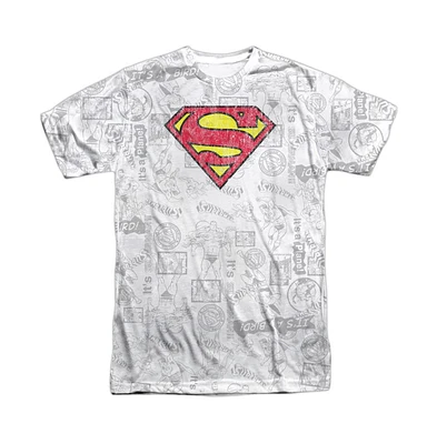 Superman Men's Classic Repeat Short Sleeve Adult 100% Poly Crew Tee / T-Shirt