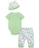 Little Me Baby Boys Jungle Cotton Bodysuit, Pant & Hat, 3 Piece Set