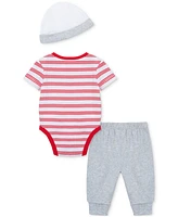 Little Me Baby Boys Baseball Cotton Bodysuit, Pant & Hat, 3 Piece Set