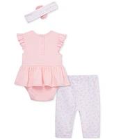 Little Me Baby Girls Cotton Bunny Skirted Bodysuit, Leggings & Headband, 3 Piece Set