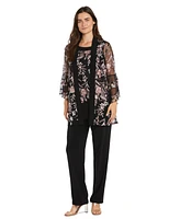 R & M Richards Women's 2-Pc. Embroidered Illusion-Sleeve Top Pants Set