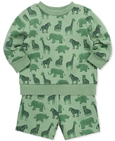 Little Me Baby Boys Safari Cotton Active Sweatshirt & Shorts, 2 Piece Set