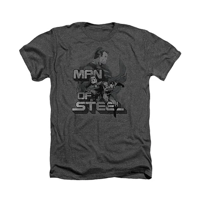 Superman Mens Steel Poses Adult Heather Tee / T-Shirt