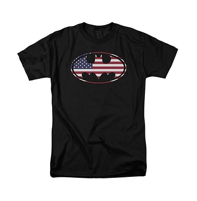 Batman Men's American Flag Oval Short Sleeve Adult Tee / T-Shirt