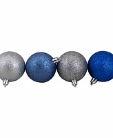 Northlight 60ct Sapphire Blue/Denim/Silver/Pewter Shatterproof 3-Finish Christmas Ball Ornaments 2.5"