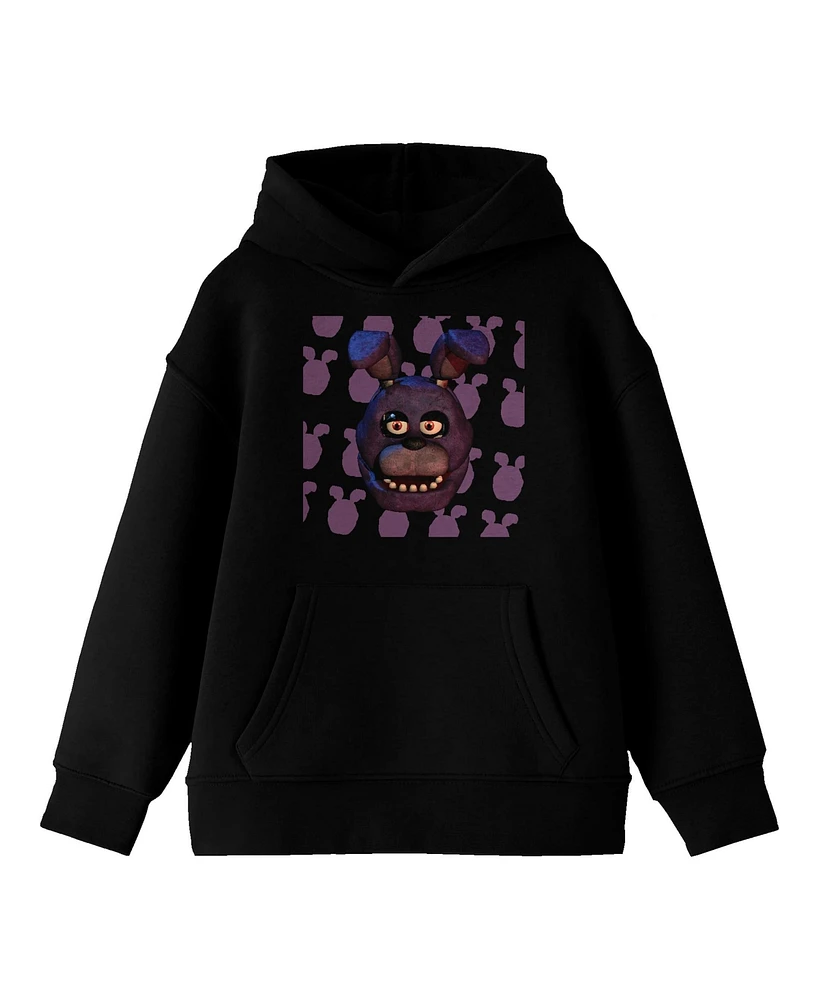 Five Nights At Freddy'S Boys Bonnie Head Long Sleeve Youth Black Hooded Sweatshirt-xl