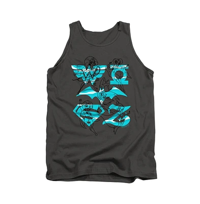 Dc Superhero Girls Men's Comics Line Art Group Adult Tank Top