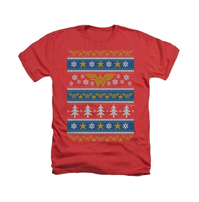 Dc Wonder Woman Mens Comics Christmas Sweater Adult Heather Tee / T-Shirt