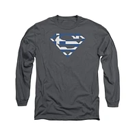 Superman Men's Greek Shield Long Sleeve Adult Tee / T-Shirt