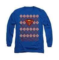 Superman Men's Christmas Sweater Long Sleeve Adult Tee / T-Shirt