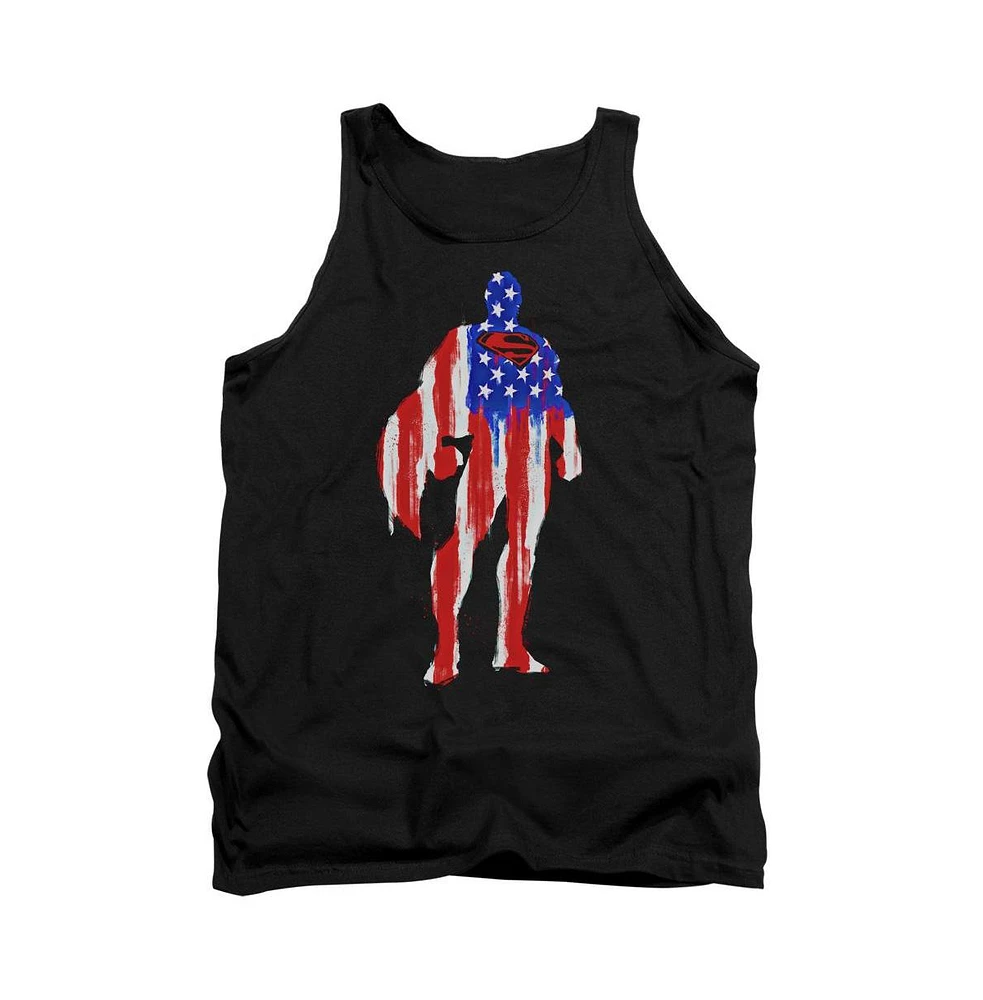 Superman Men's Flag Silhouette Adult Tank Top