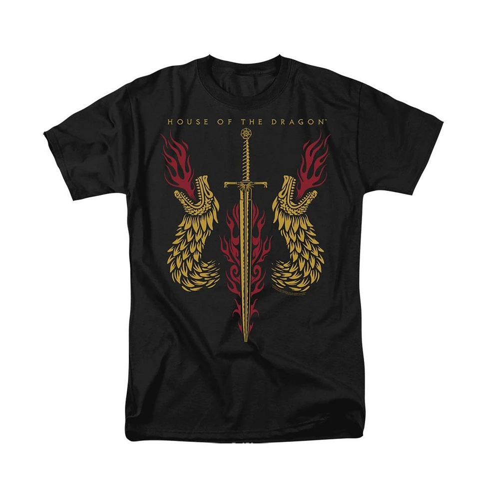 House Of The Dragon Big & Tall Sword And Dragon Heads Short Sleeve Adult Tee / T-Shirt