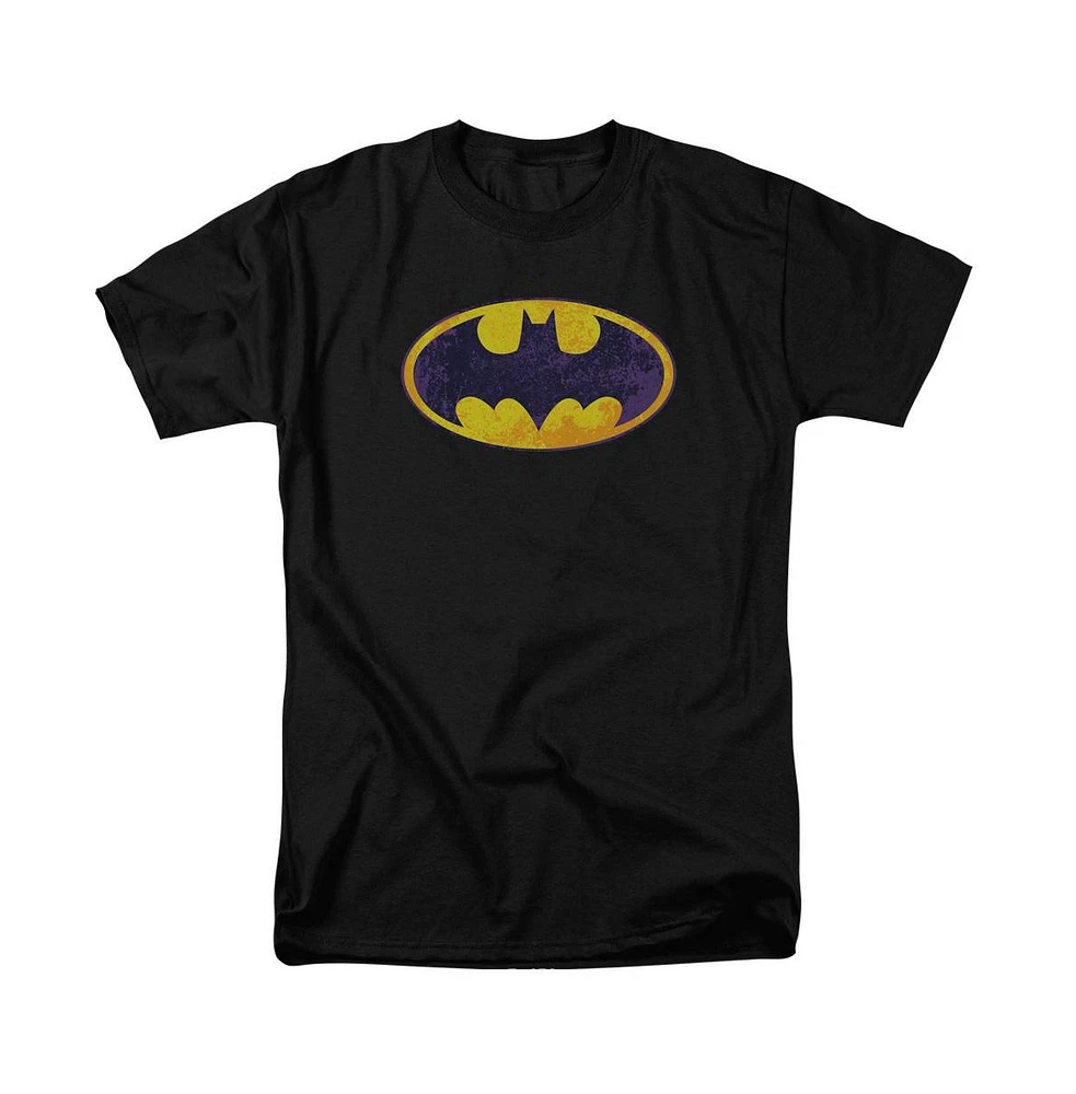 Batman Big & Tall Bm Neon Distress Logo Short Sleeve Adult Tee / T-Shirt