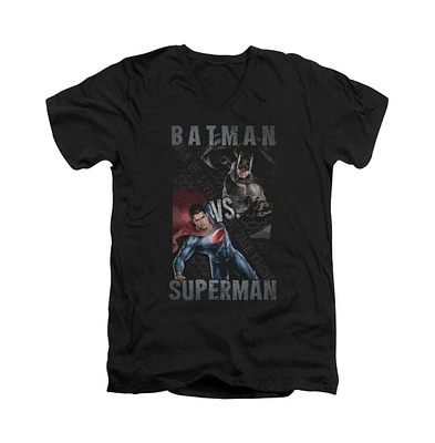 Batman V Superman Mens Hero Split Short Sleeve Adult Neck Premium Cotton Tee / T-Shirt