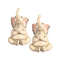 Fc Design "2-pc Set" 6.75"H Elephant with Yoga Lotus Pose Figurine Statue Ornament Home Room Office Decor and Perfect Ideas for Housewarming, Holidays