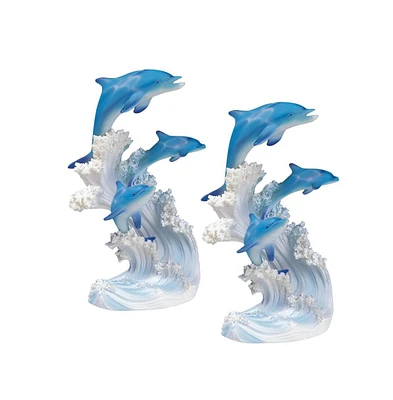 Fc Design "2-pc Set" 8"H Dolphins Swimming in The Waves Figurine Statue Ornament Home Room Office Decor and Perfect Ideas for Housewarming, Holidays a