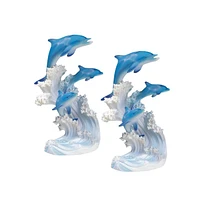 Fc Design "2-pc Set" 8"H Dolphins Swimming in The Waves Figurine Statue Ornament Home Room Office Decor and Perfect Ideas for Housewarming, Holidays a