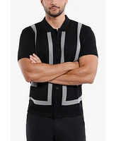 Spring + Mercer Men's Jacquard Short Sleeve Sweater Polo