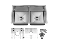 Casainc 31inch L x 18inch W Double Basin Undermount Kitchen Sink