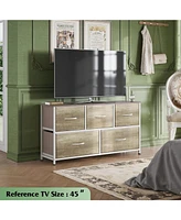 Wlive Dresser for Bedroom with 5 Drawers Wide Chest of Fabric Storage Organizer Unit Bins Closet Living Room Hallway