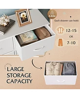 Wlive Fabric Dresser for Bedroom Tall with 8 Drawers Storage Tower Bins Double Chest of Closet Living Room Hal