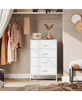 Wlive Dresser for Bedroom with 4 Drawers Nightstand Chest of Tall Sturdy Metal Frame Hallway Living Room Closet