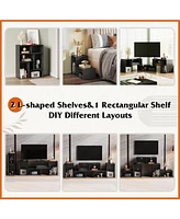 Wlive Tv Stand Modern Deformable Television with Led Strips Entertainment Center Open Shelves Media Console for 65/70 Inch Split S