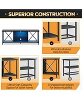 Wlive Tv Stand for 55 65 Inch Led Entainment Center with Storage Console Bedroom and Living Room Gaming Midea Lights Gl