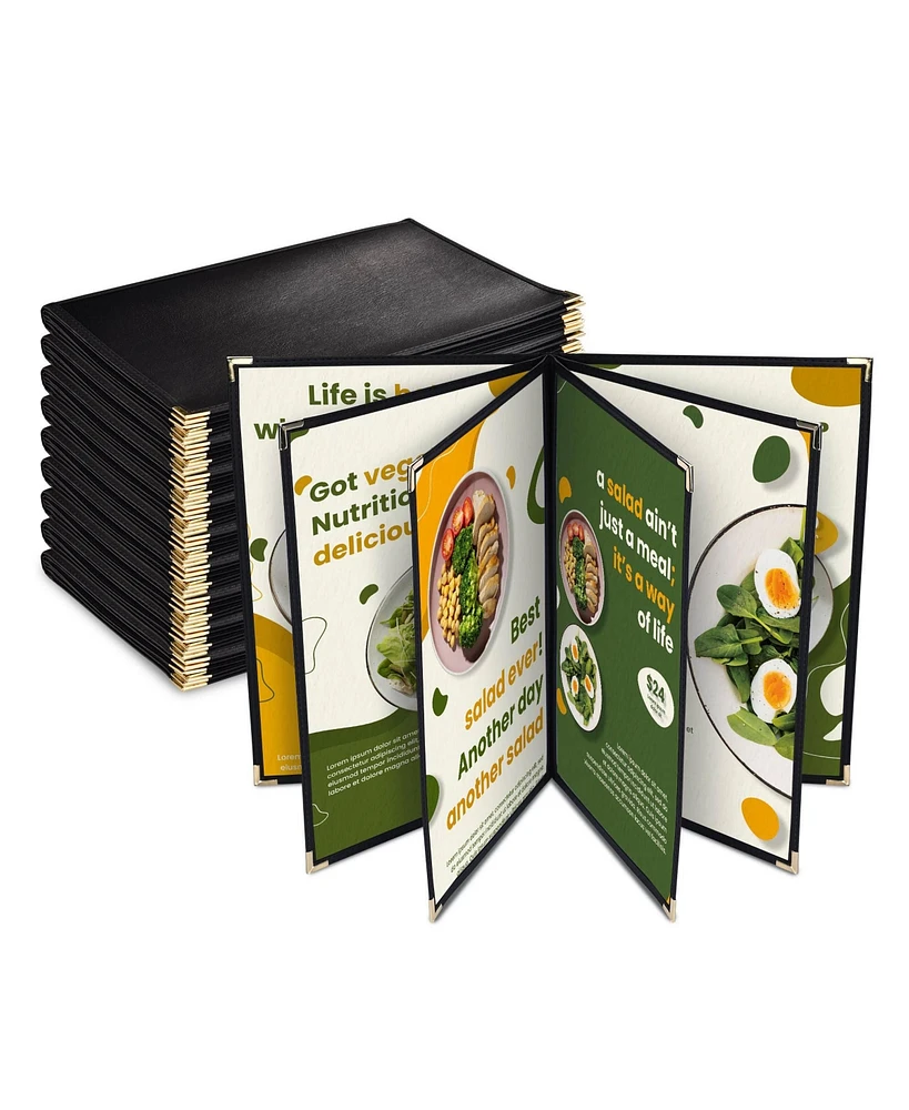 WeChef 10 Pack Restaurant Menu Covers 8.5" x 14" Book Style 8 Views Clear Cafe