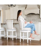 Maven Lane Pullman Wooden Swivel Kitchen Stool, Alabaster White Finish, Set of 2