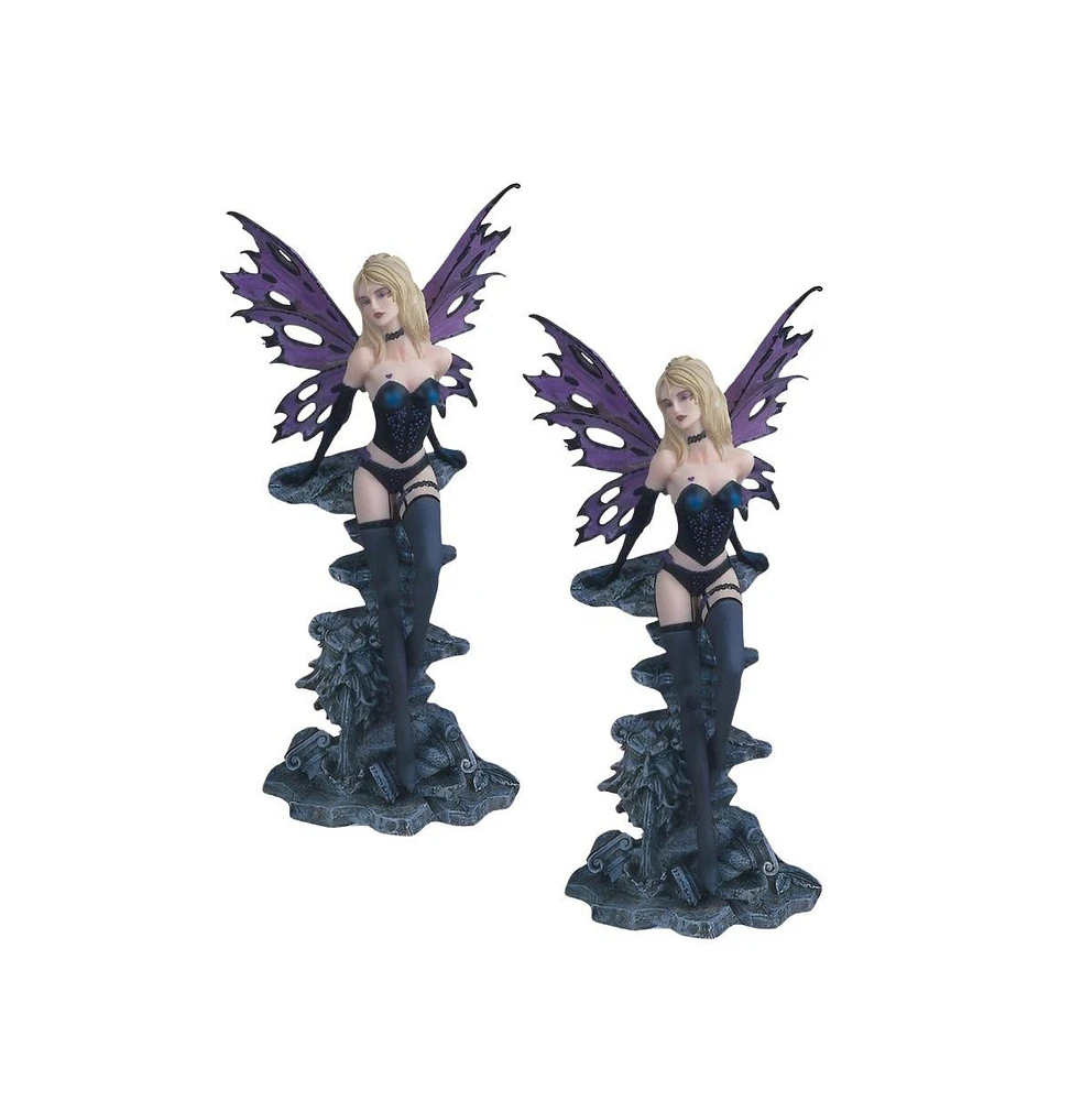 Fc Design "2-pc Set" 12"H Purple and Black Fairy With Gargoyle Fountain Figurine Statue Ornament Home Room Office Decor and Perfect Ideas for Housewar