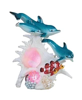 Fc Design "2-pc Set" 9.25"H Led Lighting Sea Conch with Dolphins and Clownfish Figurine Statue Ornament Home Room Office Decor and Perfect Ideas for H