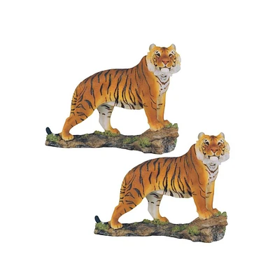 Fc Design "2-pc Set" 6"H Orange Bengal Tiger Standing on Rock Wild Cat Animal Figurine Statue Ornament Home Room Office Decor and Perfect Ideas for Ho