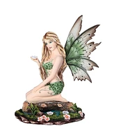 Fc Design "2-pc Set" 9"H Green Fairy Sitting on Pond Figurine Statue Ornament Home Room Office Decor and Perfect Ideas for Housewarming, Holidays and