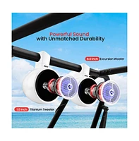 Pyle 8'' Marine Bluetooth Wakeboard Speaker System with Led Lights, 300W, White